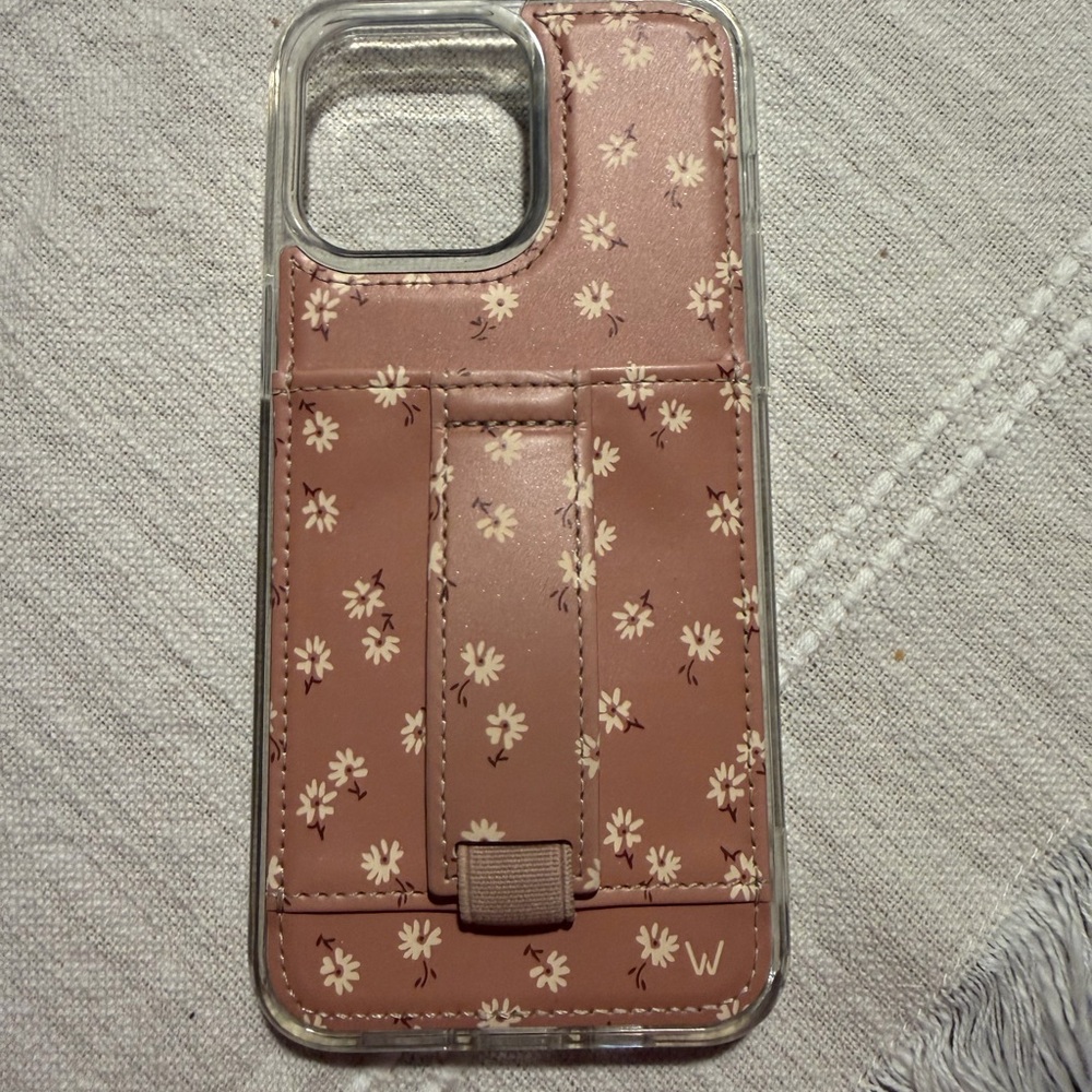 iPhone 15 proMAX Elegant Floral Phone Case with Stand - Brown